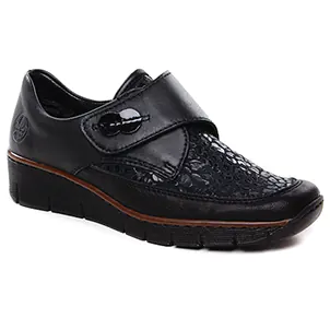 Chaussures femme hiver 2023 - mocassins confort rieker noir