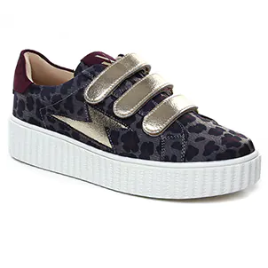 tennis-plateforme bleu leopard: même style de chaussures en ligne pour femmes que les Tamaris