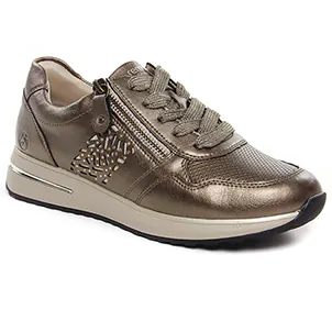 Chaussures femme hiver 2024 - baskets compensees Remonte marron bronze