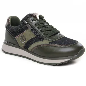 Chaussures femme hiver 2024 - baskets mode tamaris vert olive