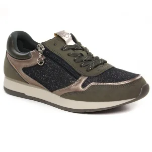 Chaussures femme hiver 2024 - baskets mode tamaris vert olive