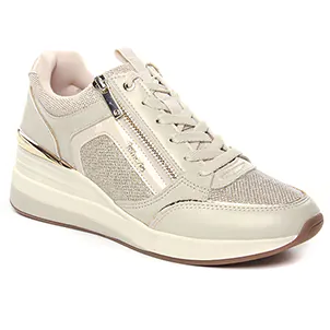 Chaussures femme hiver 2024 - baskets plateforme tamaris blanc crème