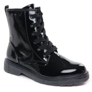 bottines-a-lacets noir vernis même style de chaussures en ligne pour femmes que les  Marco Tozzi