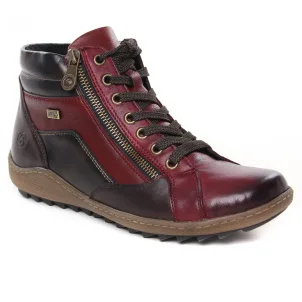 Chaussures femme hiver 2024 - baskets fourrées Remonte bordeaux marron