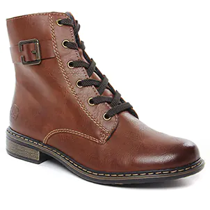 Chaussures femme hiver 2024 - bottines à lacets rieker marron