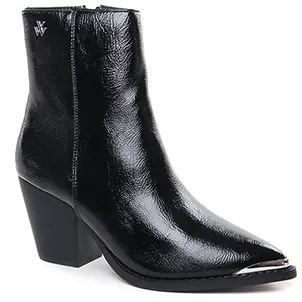 Chaussures femme hiver 2024 - bottines santiag Vanessa Wu noir vernis