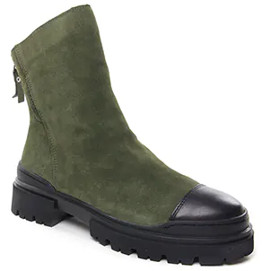 Chaussures femme hiver 2024 - bottines talon Émilie Karston vert kaki