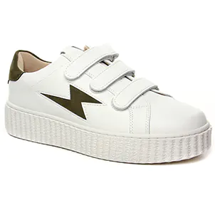 Chaussures femme hiver 2024 - Tennis plateforme Vanessa Wu blanc kaki