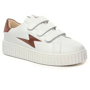 Chaussures femme hiver 2024 - Tennis plateforme Vanessa Wu blanc marron