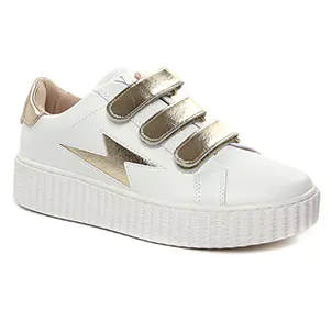 Chaussures femme hiver 2024 - Tennis plateforme Vanessa Wu blanc or