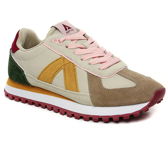 Tennis Et Baskets Mode Asfvlt Gate Tan Mustard Pink, vue principale de la chaussure femme