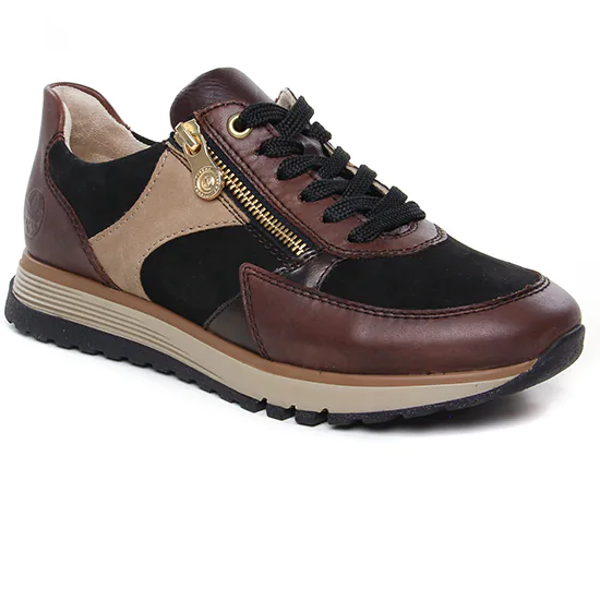 Tennis Et Baskets Mode Rieker 49010-25 Havane Noir, vue principale de la chaussure femme