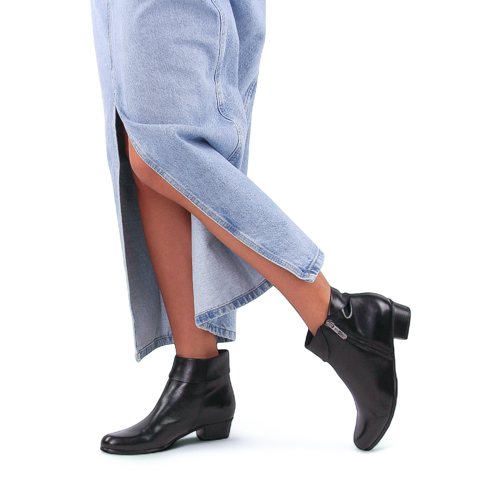Bottes Femme Regarde Le Ciel ARIANNE 05 – Noir – Talon Bloc 4 Cm – Tige Cheville – Cuir – Fermeture Éclair