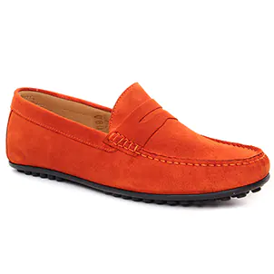 mocassins rouge orange: même style de chaussures en ligne pour hommes que les Le Formier