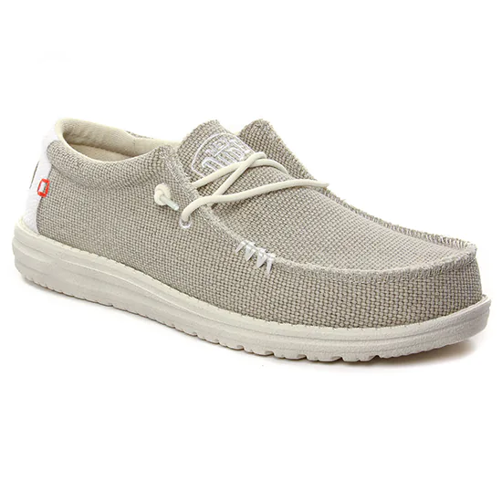 Chaussures Basses À Lacets Hey Dude Wally Braided Beige, vue principale de la chaussure homme