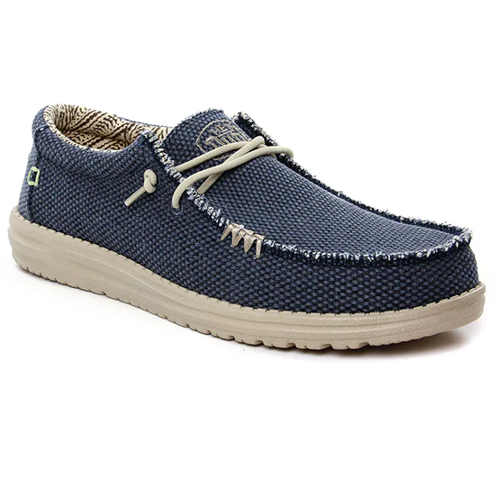 Chaussures Basses À Lacets Hey Dude Wally Braided Marine, vue principale de la chaussure homme